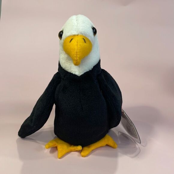 Baldy The Bald Eagle 1996 Ty Beanie Baby P.E. Pellets Vintage ear and Tush tags - Picture 2 of 9